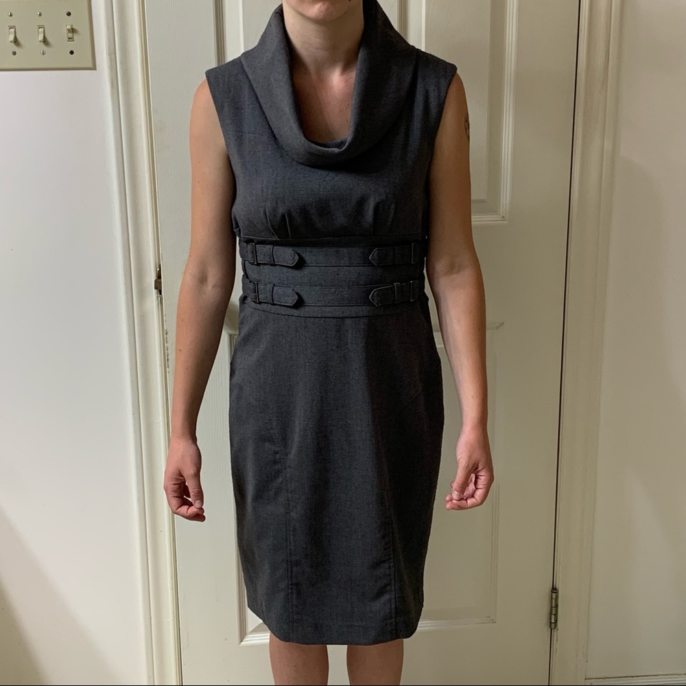 🌷3 for $25🌷Suzy Shier, US S, Grey Cowl Neck Sleeveless Buckle Detail Dress